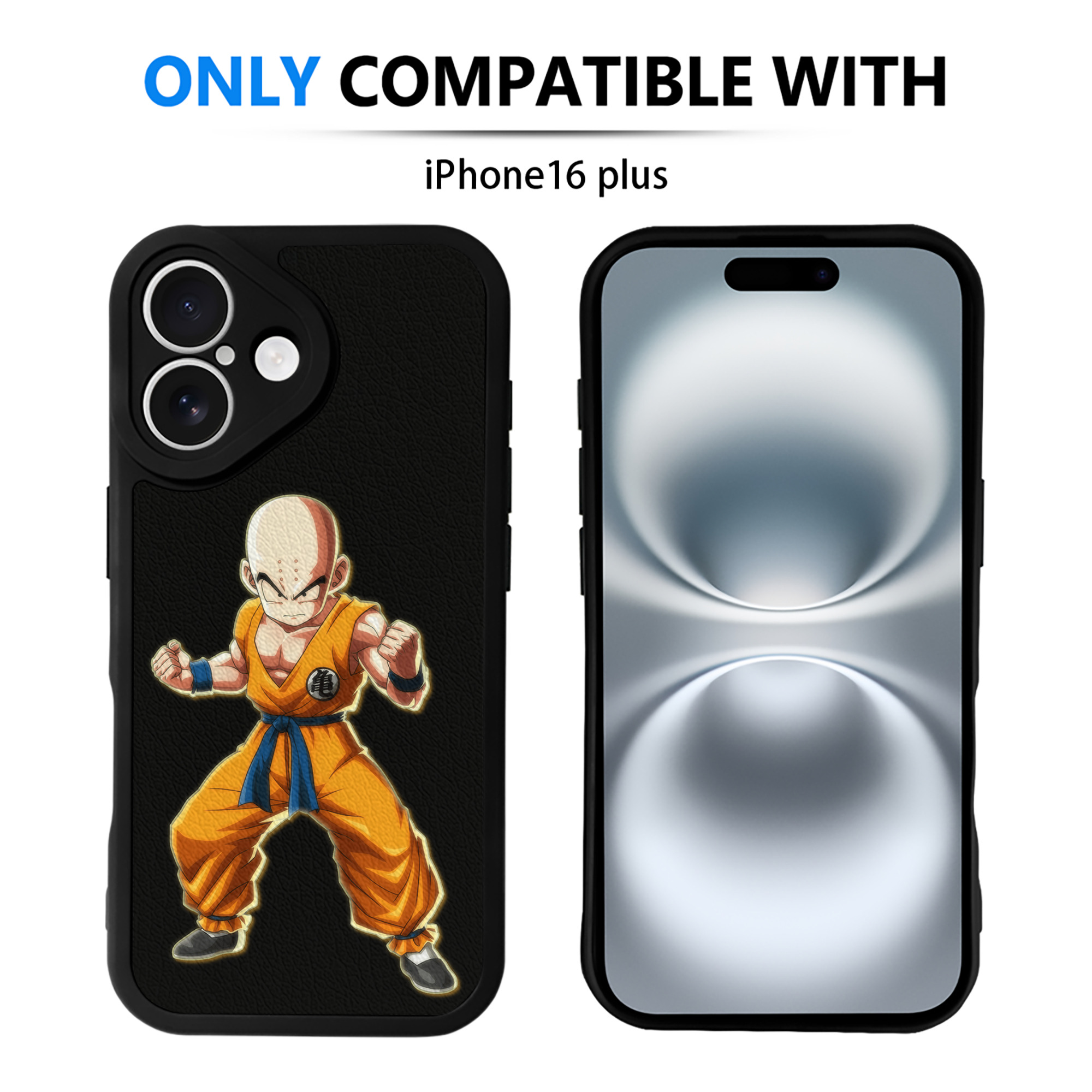 （画像用） ドラゴンボール クリリン DRAGON BALL krillin 【iPhone 16シリーズ対応】シリコンスマホケース（レザー調） 材質：シリコン